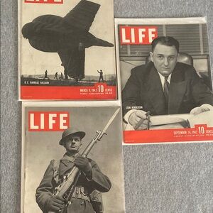 Lot of 3 1942 Vintage  LIFE Magazine Collection -Super Nice Condition